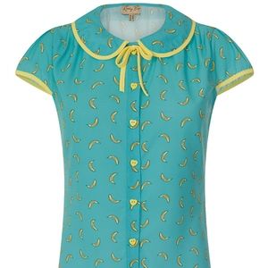 Tracey Mae' Blue Bananas Print Shirt